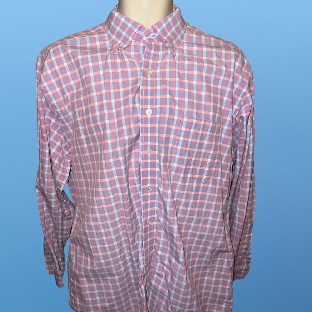 Vineyard Vines Classic Fit Murry Shirt Blue Pink Check Button Up Size XL #83 - Picture 3 of 6